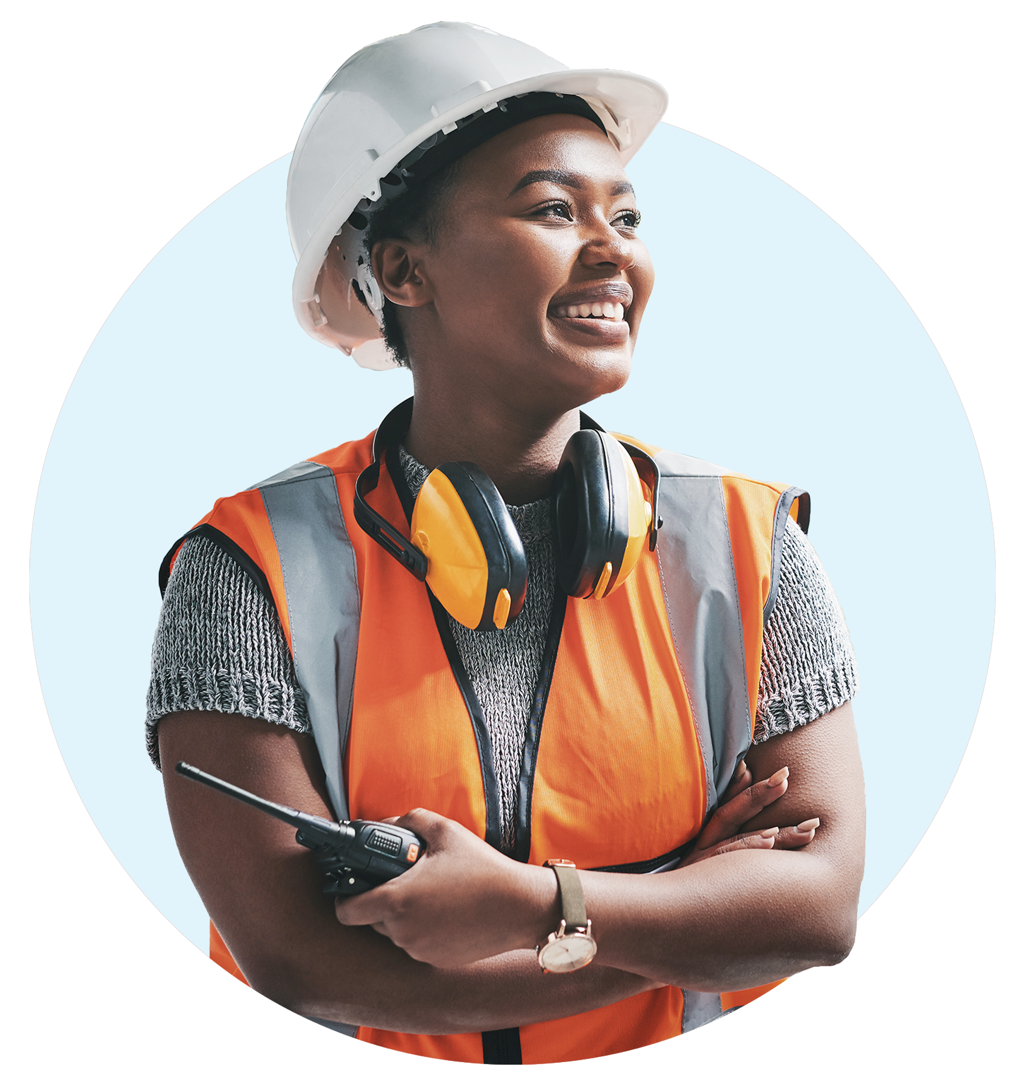 Femme portant un équipement de construction